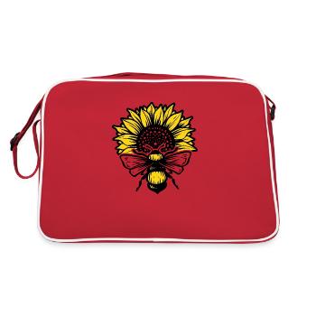 Tournesol et abeilles noir et jaune - Sac Retro - rouge/blanc - Dos