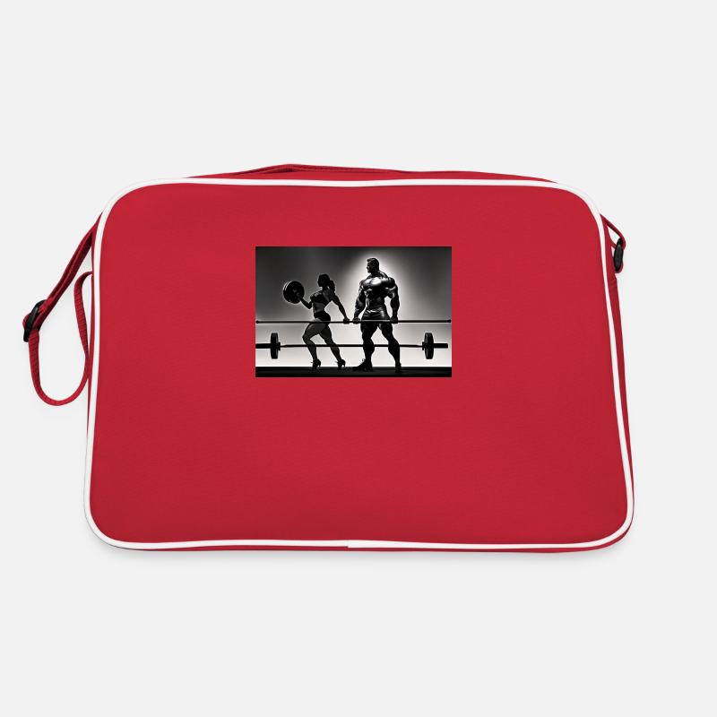 Couple Weightlifting - Retro Tasche - Rot/Weiß