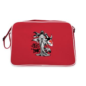 Schöner Koi Karpfen schwimmt seine Runden - Retro Tasche - Rot/Weiß - Hinten