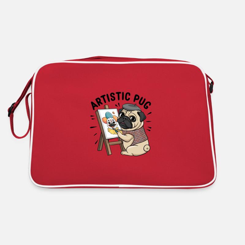 Mops Hundehalter Mops Liebe Malen Kunst Retro Tasche