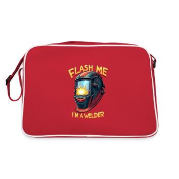 FLASH ME I'M A WELDER für einen Schweißer - Retro Tasche - Rot/Weiß - Hinten
