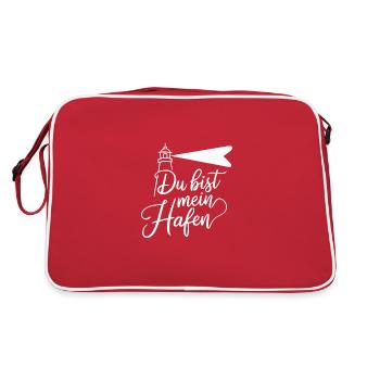 Du bist mein Hafen für Verliebte - Retro Tasche - Rot/Weiß - Hinten