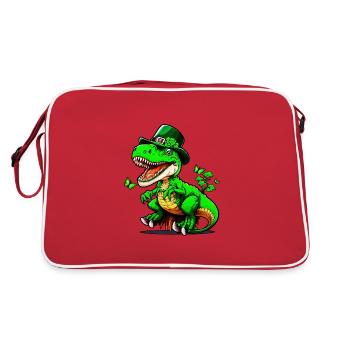 Dinosaure T-Rex de la Saint-Patrick avec chapeau - Sac Retro - rouge/blanc - Dos