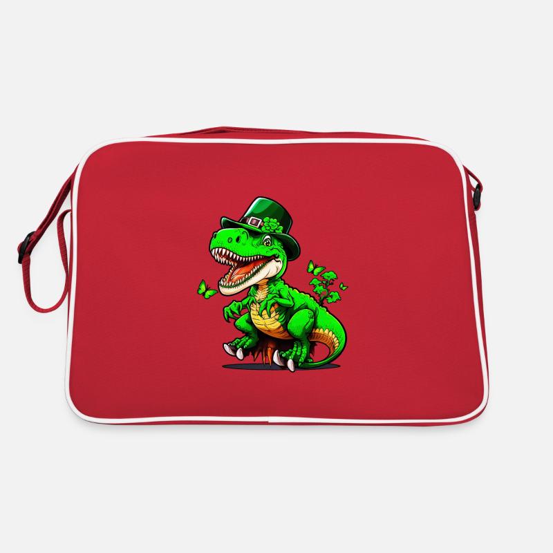 St. Patrick Day T-Rex Dinosaurier mit Hut Retro Tasche