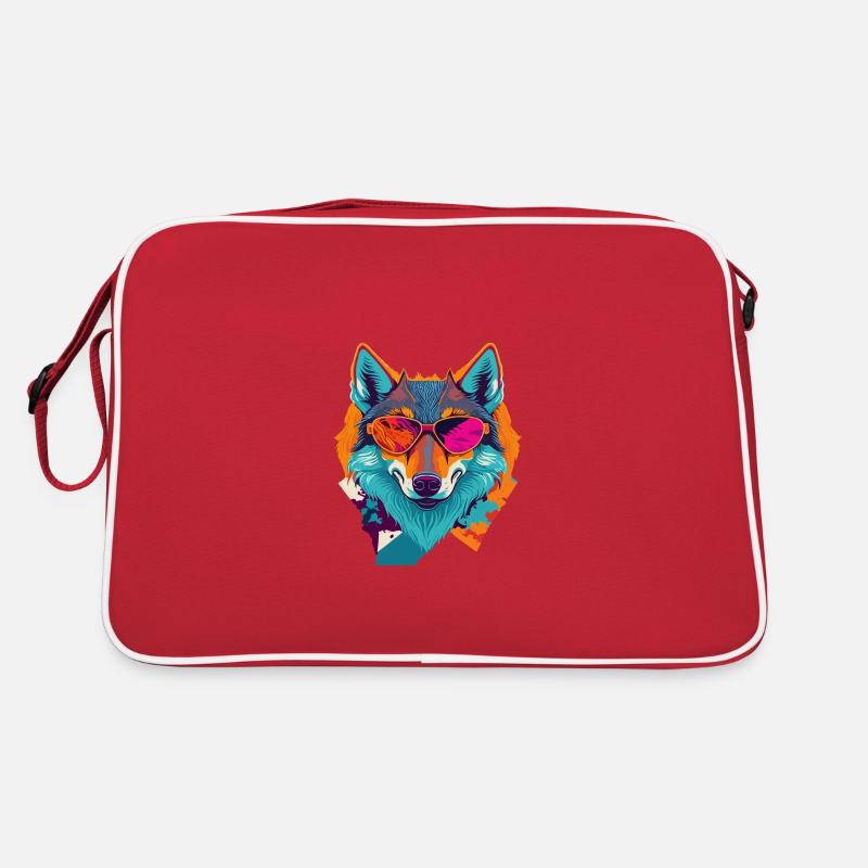Retro-Wolfsaufstand - Retro Tasche - Rot/Weiß