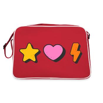 Vibrant Retro Shapes of Star, Heart and Lightening - Retro Bag - red/white - Back