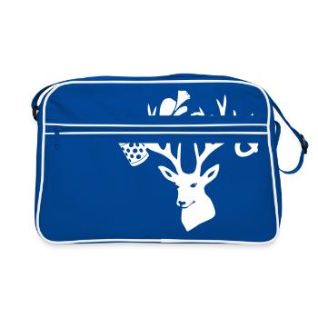 bayern münchen bier hirsch alpen breze - Retro Tasche - Blau/Weiß - Vorne