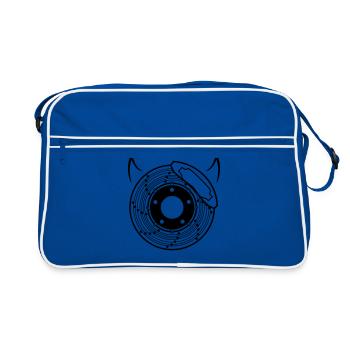 Disque de frein avec klaxons pour amis de moto de voiture - Sac Retro - bleu/blanc - Devant