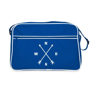 Boussole Hipster / Croix - Moderne Trendy Outfit - Sac Retro - bleu/blanc - Devant