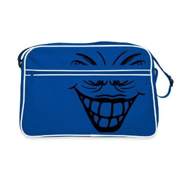 psychopath crazy clown joker grin mouth fres - Retro Bag - blue/white - Front