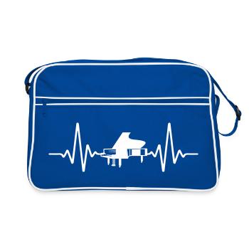 Musique Piano battement de cœur | Couleur changeable - Sac Retro - bleu/blanc - Devant