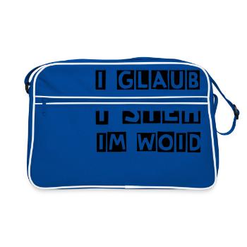 i glaub i steh im woid - wald - Retro Tasche - Blau/Weiß - Vorne