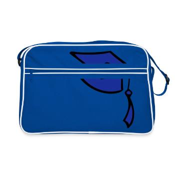 le collège, graduation, chapeau, forme, uni+, - Sac Retro - bleu/blanc - Devant