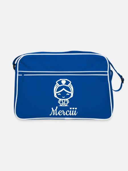 Je soutiens les infirmières - Sac Retro - bleu/blanc - Devant