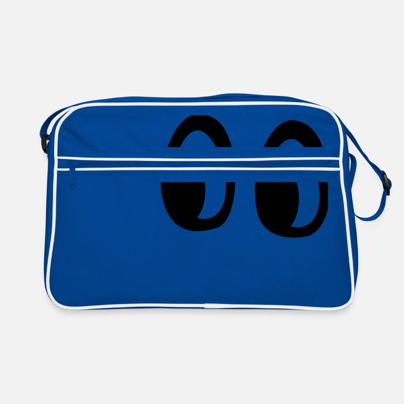 Große Augen - Retro Tasche - Blau/Weiß