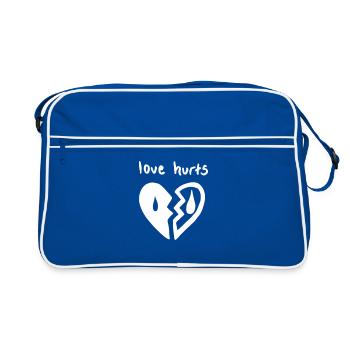 Love Hurts. Liebe tut weh - Retro Tasche - Blau/Weiß - Vorne