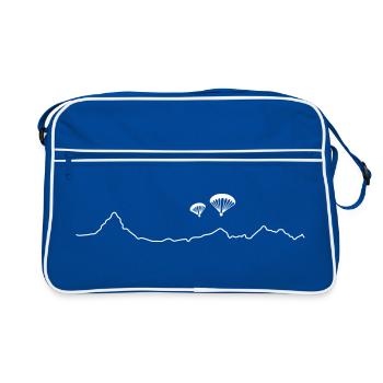 2 Paraglider über Bergkulisse - Retro Tasche - Blau/Weiß - Vorne