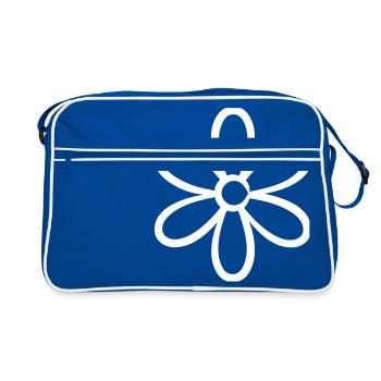 Blume Blüte - Retro Tasche - Blau/Weiß - Vorne