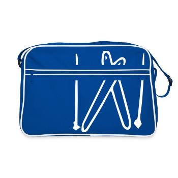 Skier,Feiertag,Spaß,Gletscher,Sport,Steigung,Berg, - Retro Tasche - Blau/Weiß - Vorne