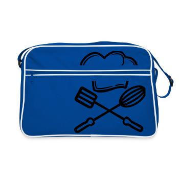 stirrer turner 2 emblem chef hat hat chef ko - Retro Bag - blue/white - Front