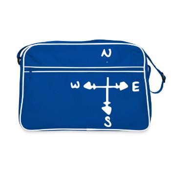 nord, ost, süd, west, pfeil,Norden,osten,Süden, - Retro Tasche - Blau/Weiß - Vorne