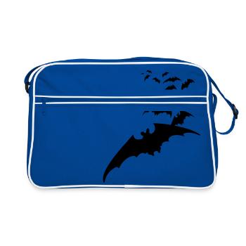 Chauve-souris vampire Halloween renard mouche - Sac Retro - bleu/blanc - Devant