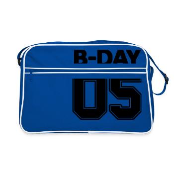 Numéro 05 Numéro / 5ème anniversaire / 5 ans - Sac Retro - bleu/blanc - Devant