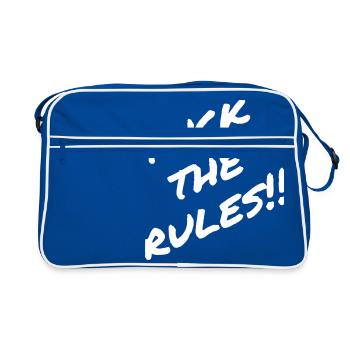 Fuck the Rules !! - Spruch - Retro Tasche - Blau/Weiß - Vorne