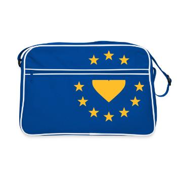 EU heart, I love Europe, Europa star, flag - Retro Bag - blue/white - Front