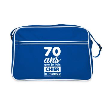 Anniversaire - 70 ans que je fais chier le monde - Sac Retro - bleu/blanc - Devant