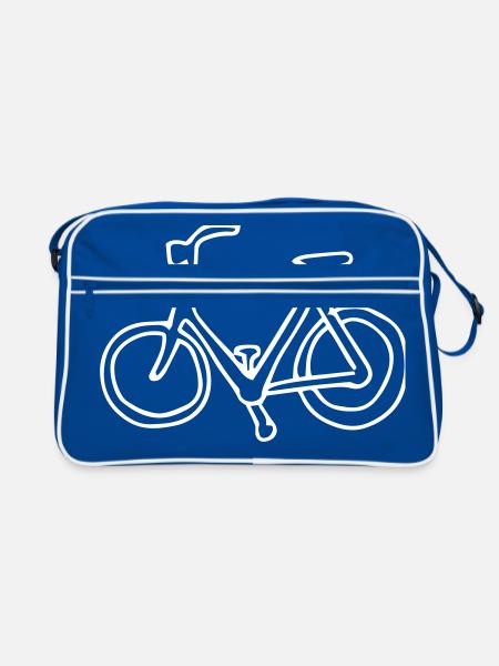 Fahrrad,Rad,Sommer,Zyklus,Fahrt,Spaß,Pedal,Ausflug - Retro Tasche - Blau/Weiß