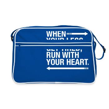 When Your Legs Get Tired, Run WIth Your Heart - Sac Retro - bleu/blanc - Devant
