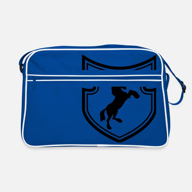 schild wappen design gluecklich stehend einhorn pf Retro Tasche