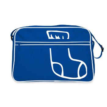 Socke, Weihnachtssocke,Strumpf,Noel,Geschenk - Retro Tasche - Blau/Weiß - Vorne