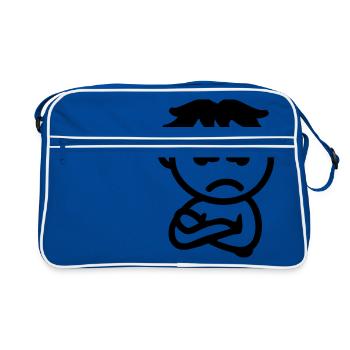 bad mood - line - Retro Bag - blue/white - Front