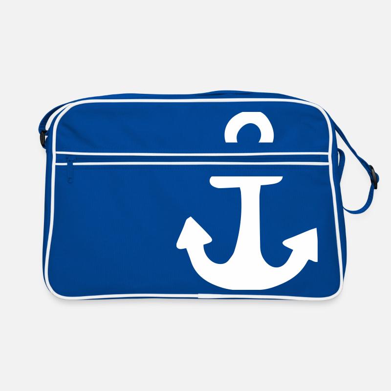 Anker,Schiffsanker,Seemann,Schiff,Boot,Seefahrt, - Retro Tasche - Blau/Weiß
