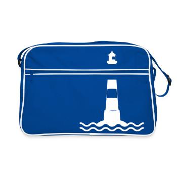Mer de vagues phare maritime des côtes de la mer - Sac Retro - bleu/blanc - Devant