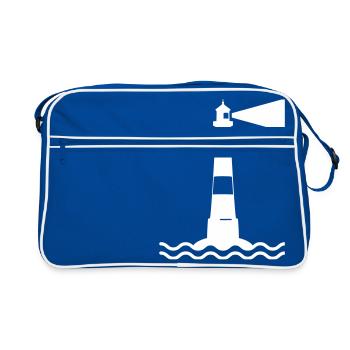 Mer de vagues phare maritime des côtes de la mer - Sac Retro - bleu/blanc - Devant