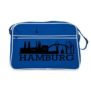 Hamburg Skyline - Retro Tasche - Blau/Weiß - Vorne