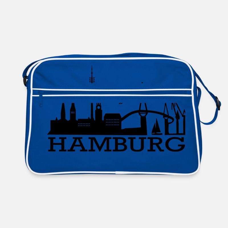 Hamburg Skyline - Retro Tasche - Blau/Weiß