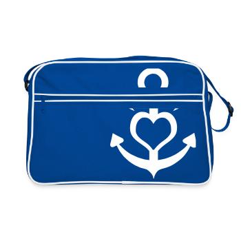 Coeur d'ancrage \/ amour & espère que 1C. - Sac Retro - bleu/blanc - Devant