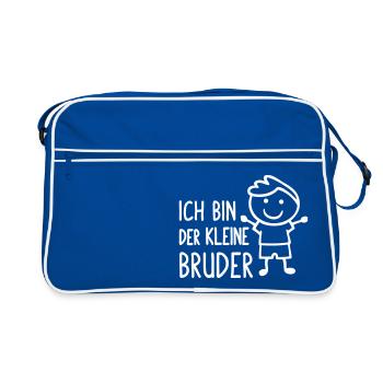 Der kleine Bruder - Retro Tasche - Blau/Weiß - Vorne