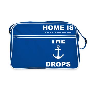 home is where the anchor drops Anker Heimat Liebe - Retro Tasche - Blau/Weiß - Vorne