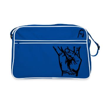 Rock Hand Musik Pommesgabel Festival Metal Music - Sac Retro - bleu/blanc - Devant