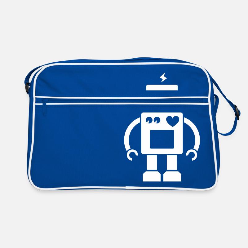 Roboter / Robot #2_1c - Retro Tasche - Blau/Weiß