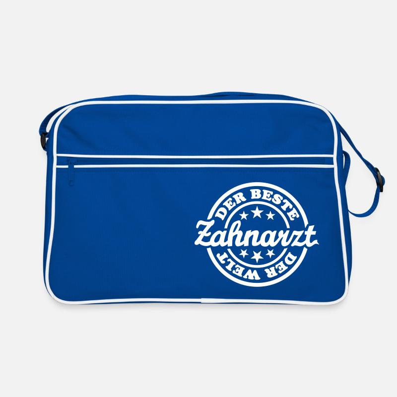 Bester Zahnarzt (Stempel) - Retro Tasche - Blau/Weiß