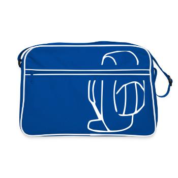 Rucksack,Backpack,packen,Ranzen - Retro Tasche - Blau/Weiß - Vorne
