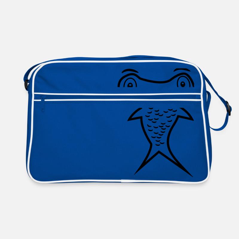 Hammerhai - Haifischflosse - Retro Tasche - Blau/Weiß
