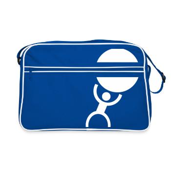 homme fort | bodybuilding | poids bodybuilder - Sac Retro - bleu/blanc - Devant