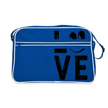Love Smile Love Hearts Hearts Laugh Happy - Retro Bag - blue/white - Front